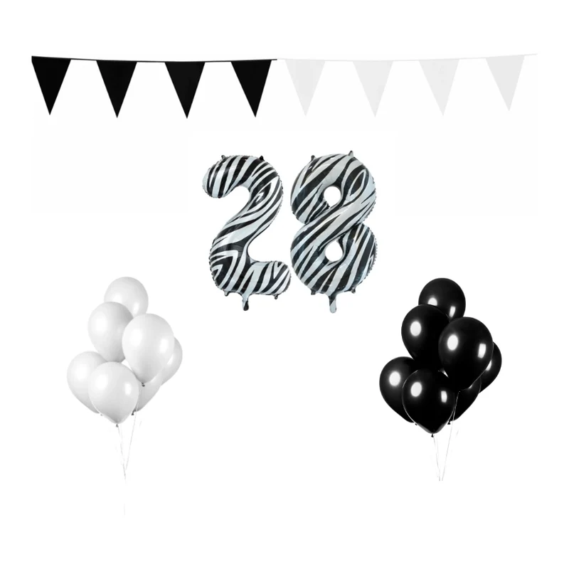 28 jaar Verjaardag Versiering Pakket Zebra
