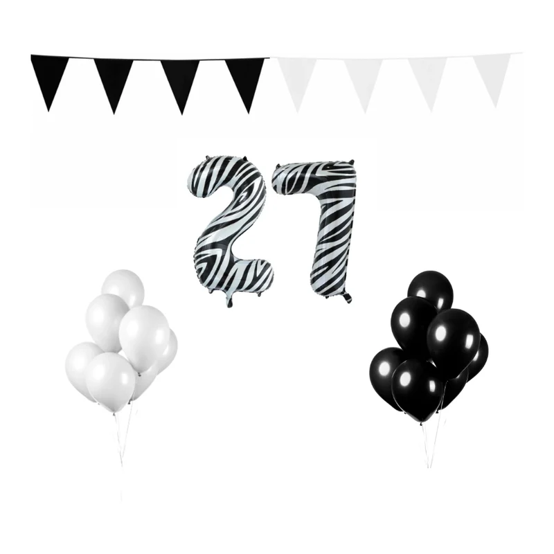 27 jaar Verjaardag Versiering Pakket Zebra