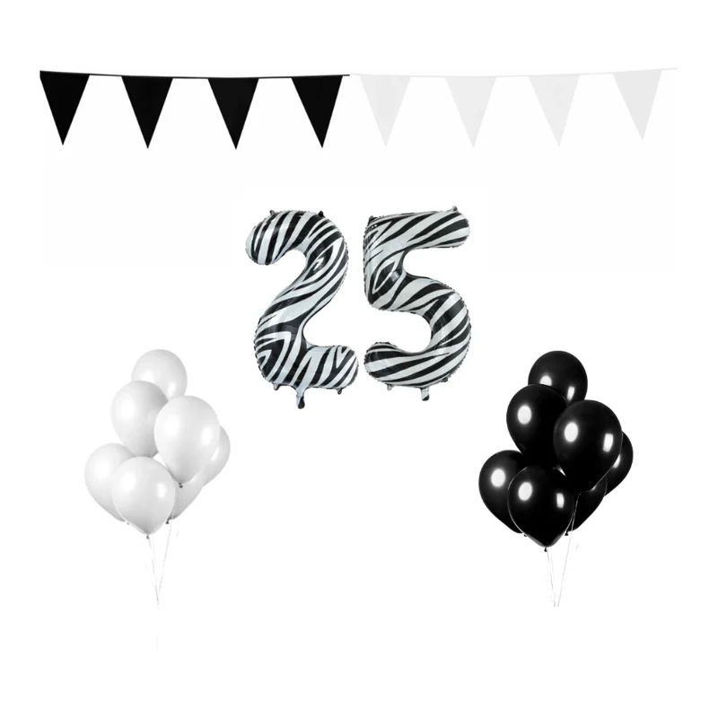 25 jaar Verjaardag Versiering Pakket Zebra