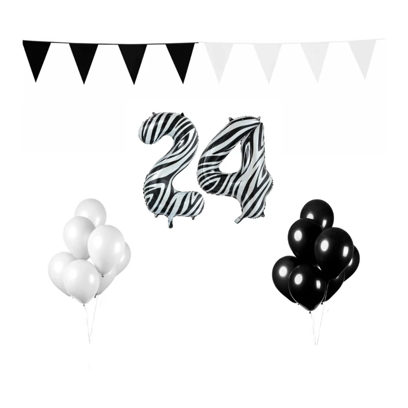 24 jaar Verjaardag Versiering Pakket Zebra