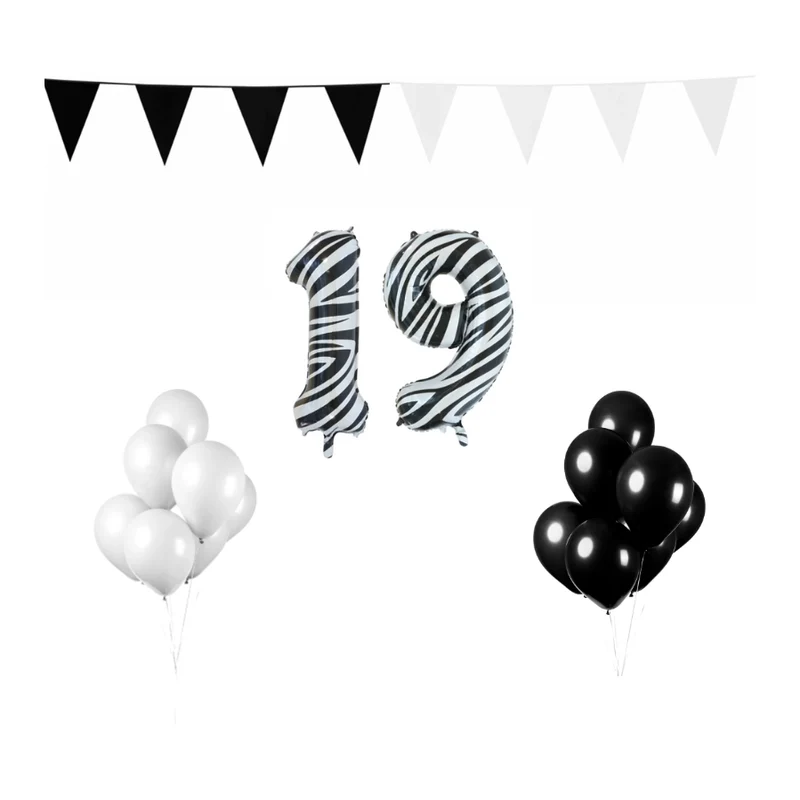 19 jaar Verjaardag Versiering Pakket Zebra