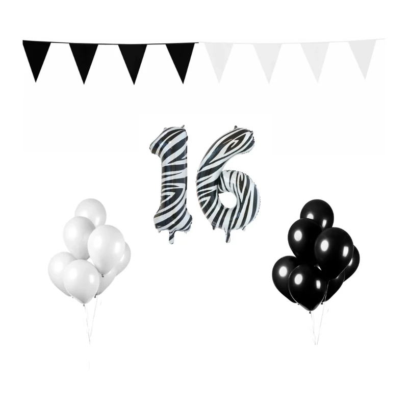 16 jaar Verjaardag Versiering Pakket Zebra