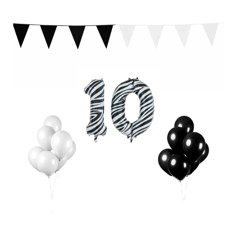 10 jaar Verjaardag Versiering Pakket Zebra