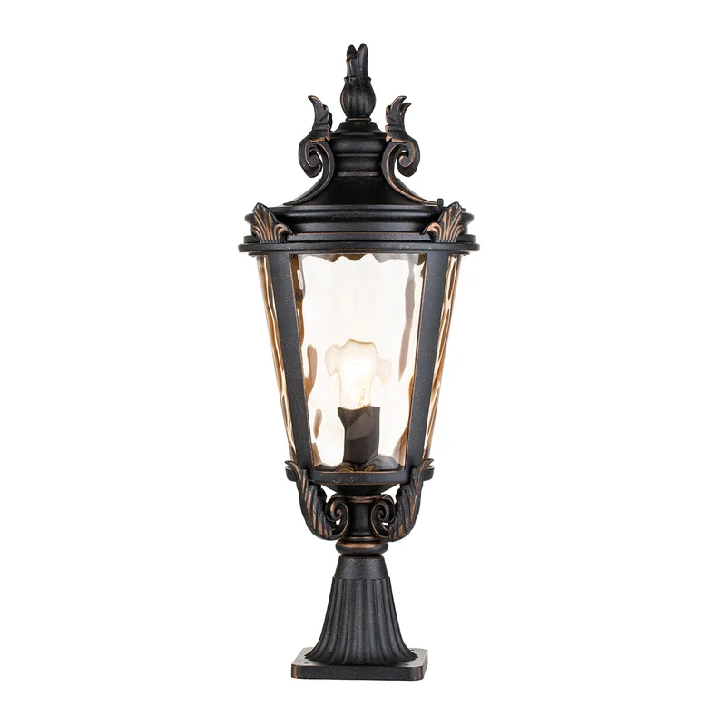 Elstead Baltimore - 1 Lichte Grote Outdoor Sokkel Lantaarn Verweerd Brons IP44, E27