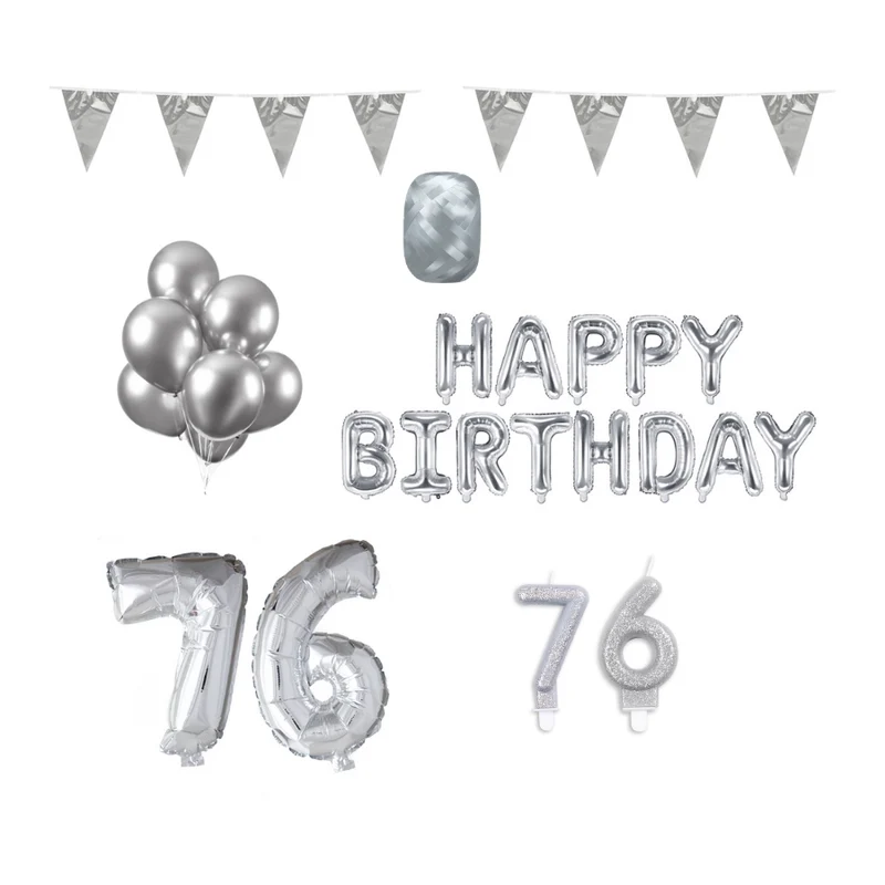 76 jaar Verjaardag Versiering Pakket zilver