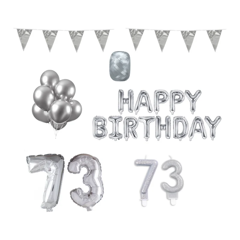 73 jaar Verjaardag Versiering Pakket zilver