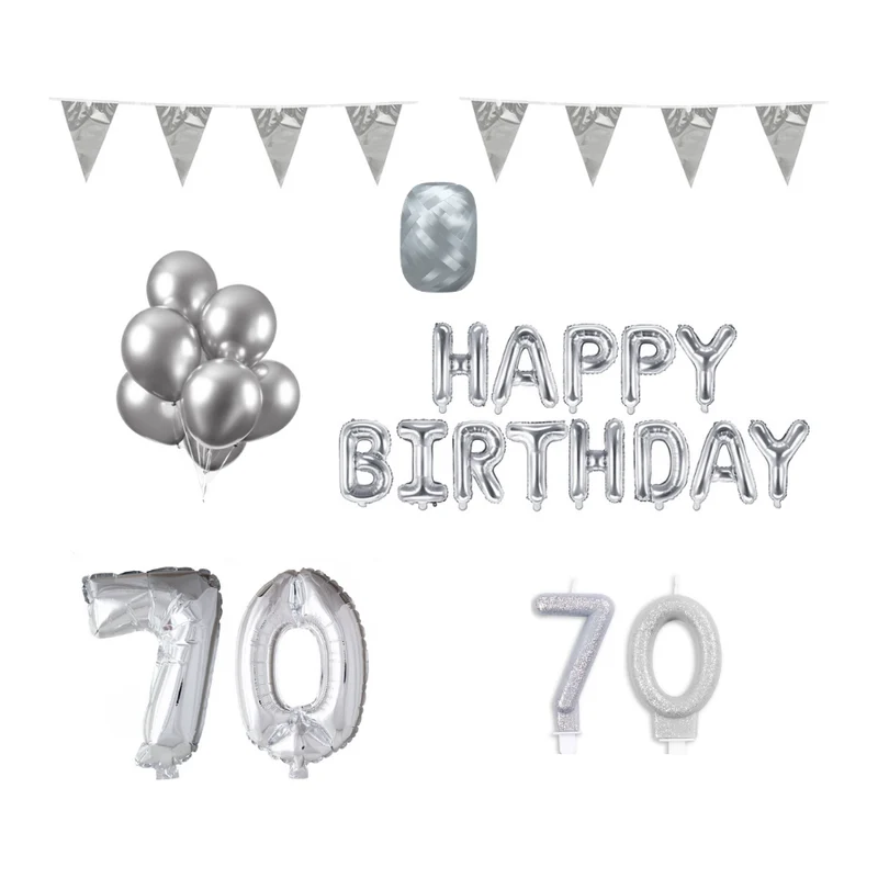 70 jaar Verjaardag Versiering Pakket zilver