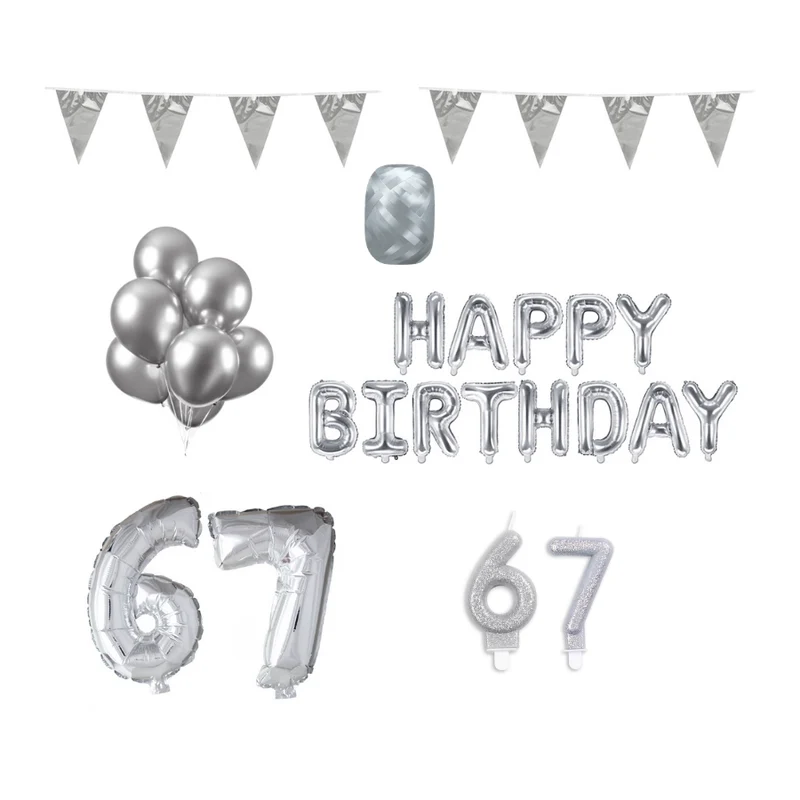 67 jaar Verjaardag Versiering Pakket zilver