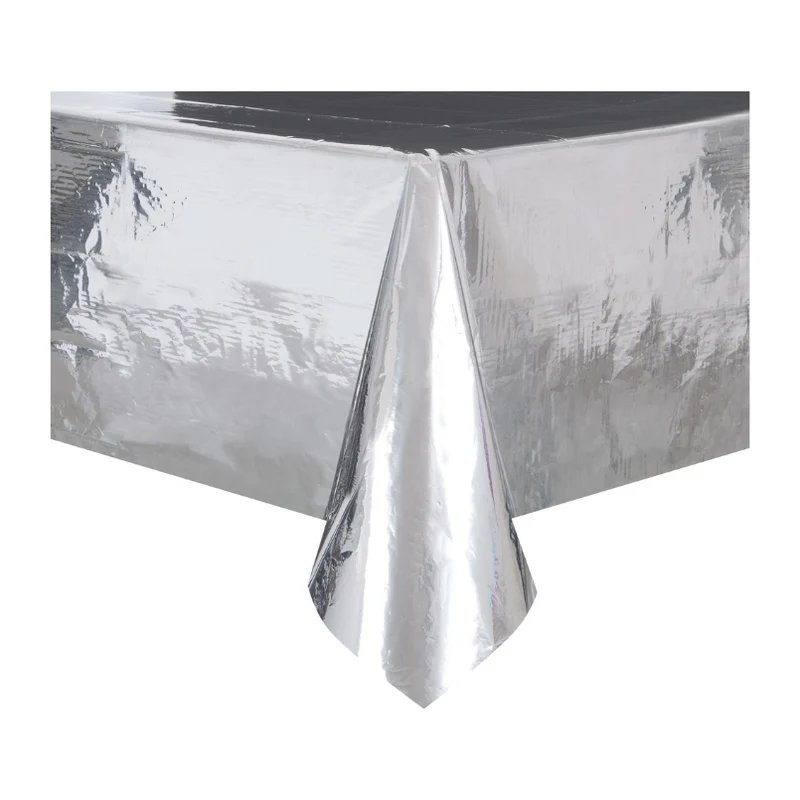 Tafelkleed metallic zilver folie 274 x 137cm