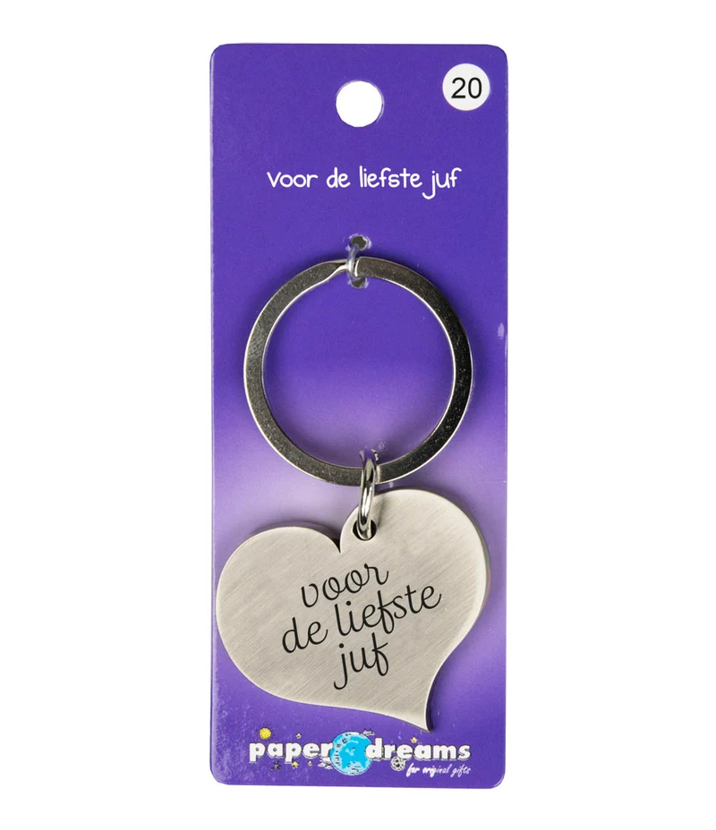 Hart sleutelhanger - voor de liefste juf