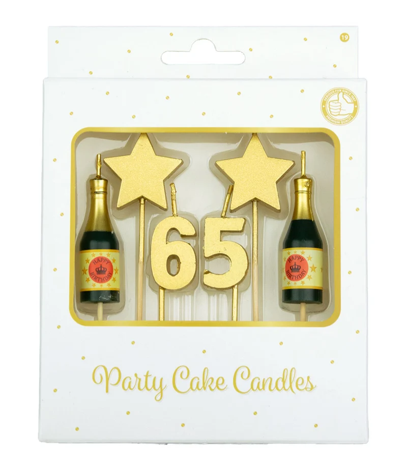 Party cake candles gold - 65 jaar