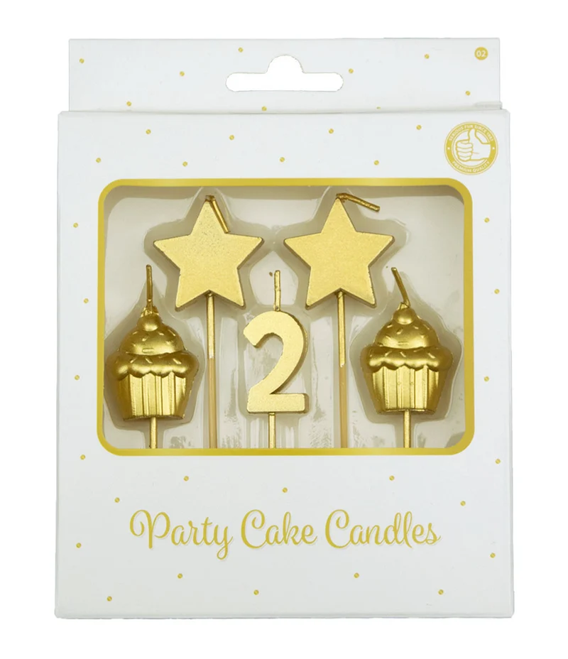 Party cake candles gold - 2 jaar