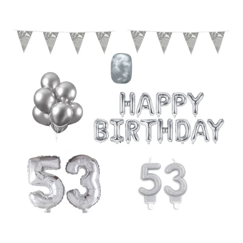 53 jaar Verjaardag Versiering Pakket zilver