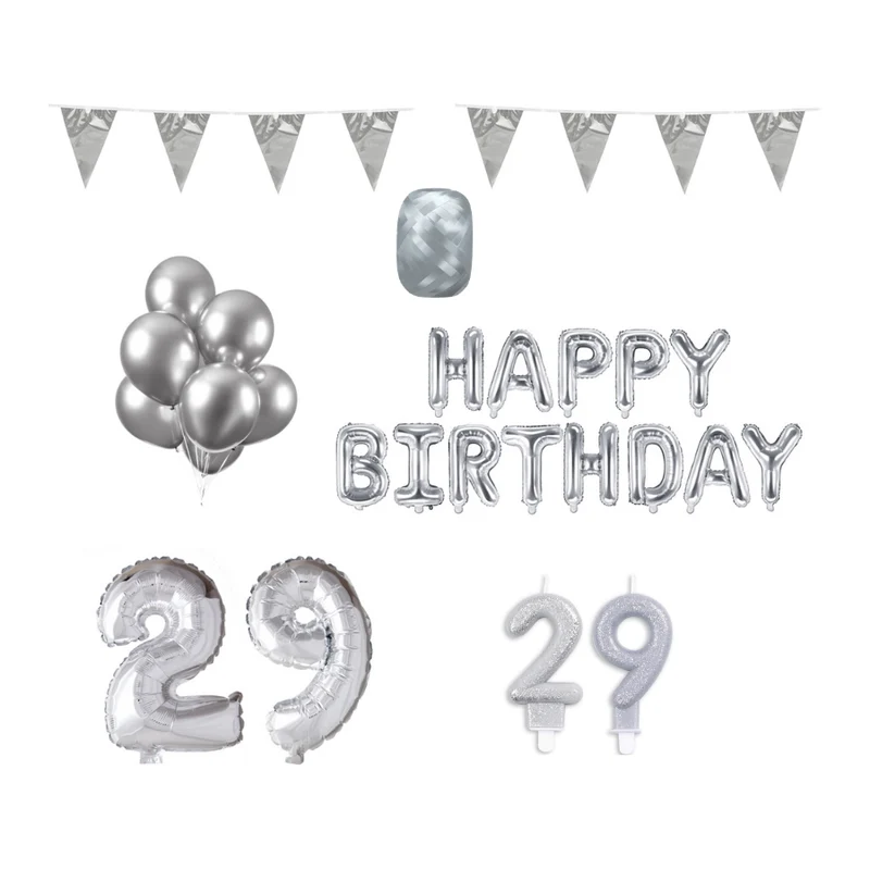 29 jaar Verjaardag Versiering Pakket zilver