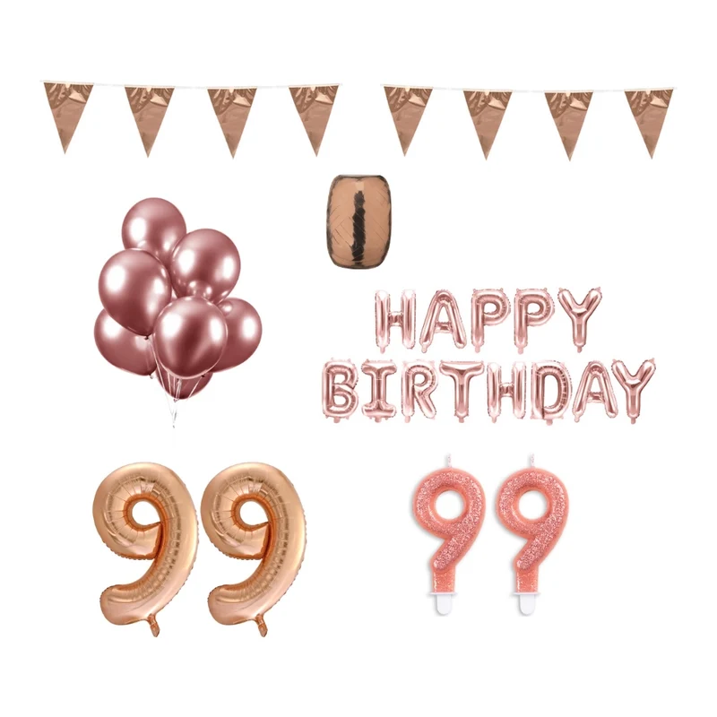99 jaar Verjaardag Versiering Pakket Rosé Goud