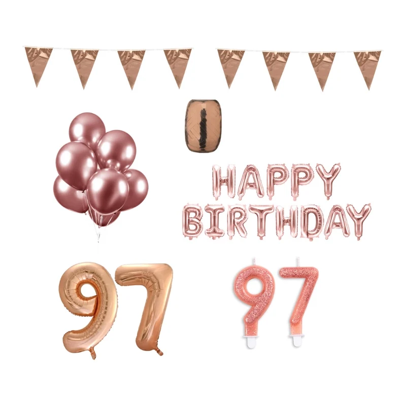 97 jaar Verjaardag Versiering Pakket Rosé Goud