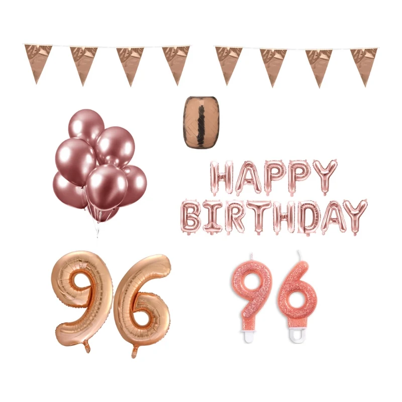 96 jaar Verjaardag Versiering Pakket Rosé Goud