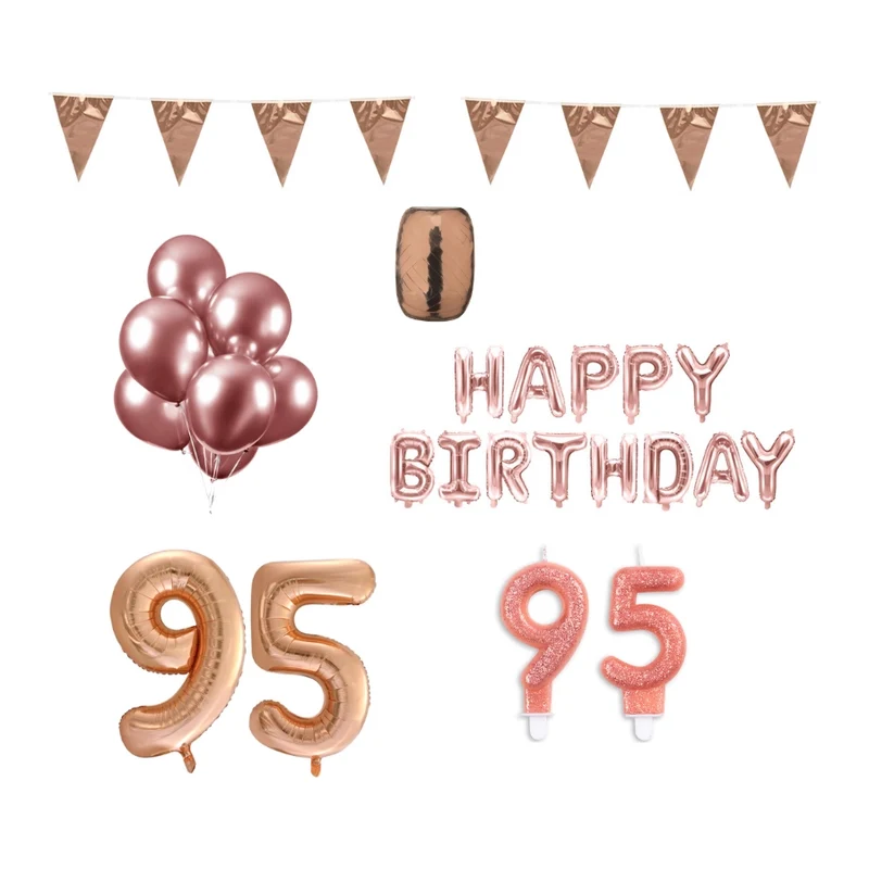 95 jaar Verjaardag Versiering Pakket Rosé Goud