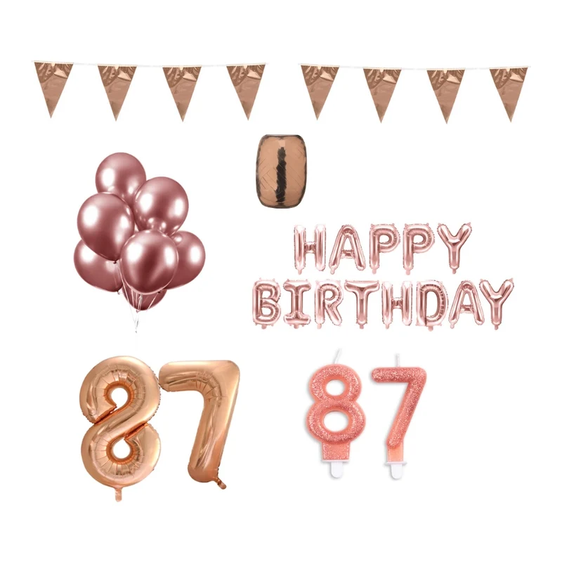 87 jaar Verjaardag Versiering Pakket Rosé Goud
