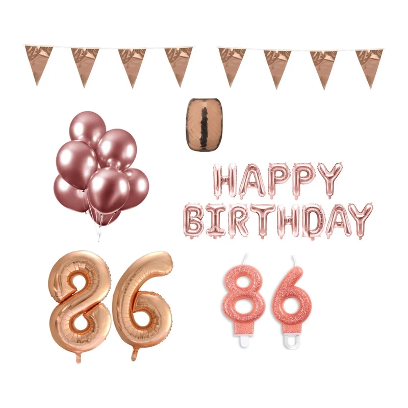 86 jaar Verjaardag Versiering Pakket Rosé Goud