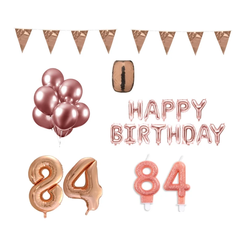 84 jaar Verjaardag Versiering Pakket Rosé Goud