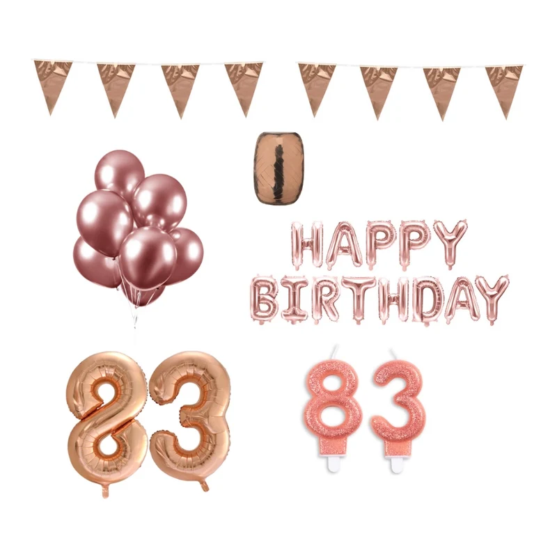 83 jaar Verjaardag Versiering Pakket Rosé Goud