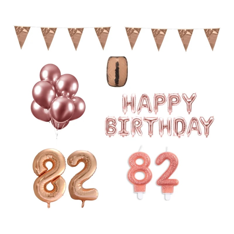 82 jaar Verjaardag Versiering Pakket Rosé Goud