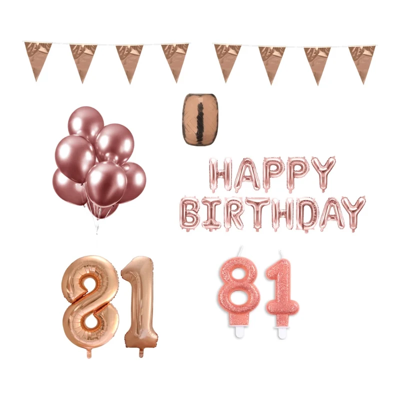 81 jaar Verjaardag Versiering Pakket Rosé Goud