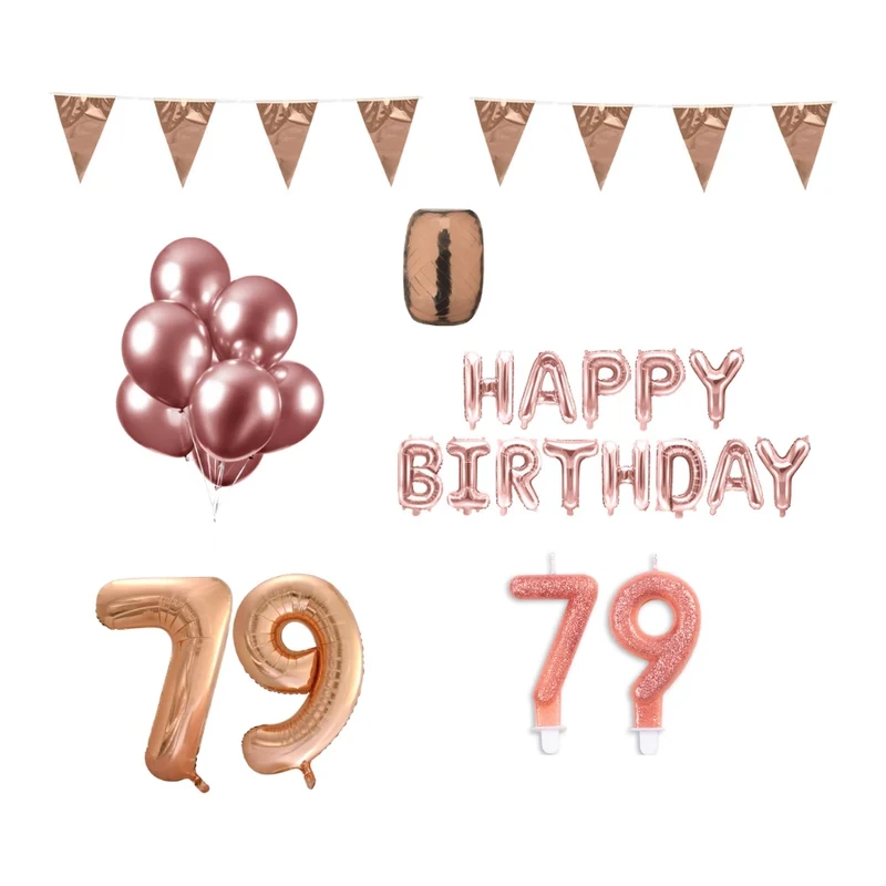 79 jaar Verjaardag Versiering Pakket Rosé Goud