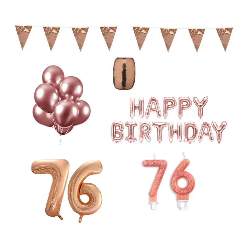 76 jaar Verjaardag Versiering Pakket Rosé Goud