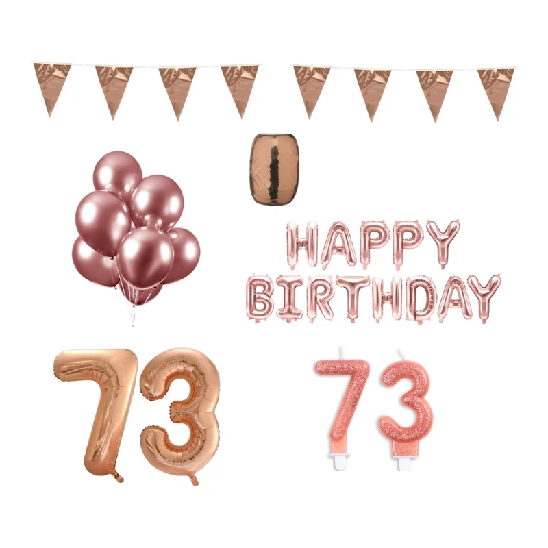 73 jaar Verjaardag Versiering Pakket Rosé Goud