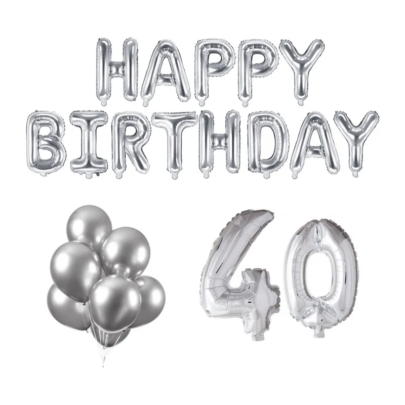 40 jaar Verjaardag Versiering Ballon Pakket zilver
