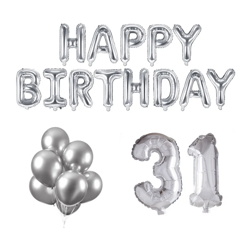 31 jaar Verjaardag Versiering Ballon Pakket zilver