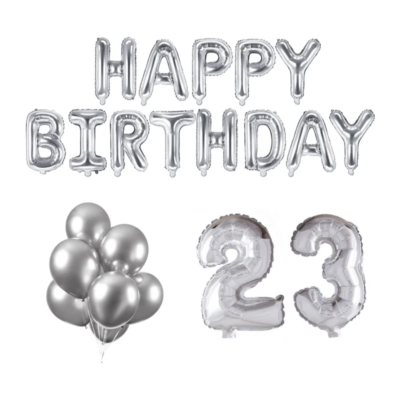 23 jaar Verjaardag Versiering Ballon Pakket zilver
