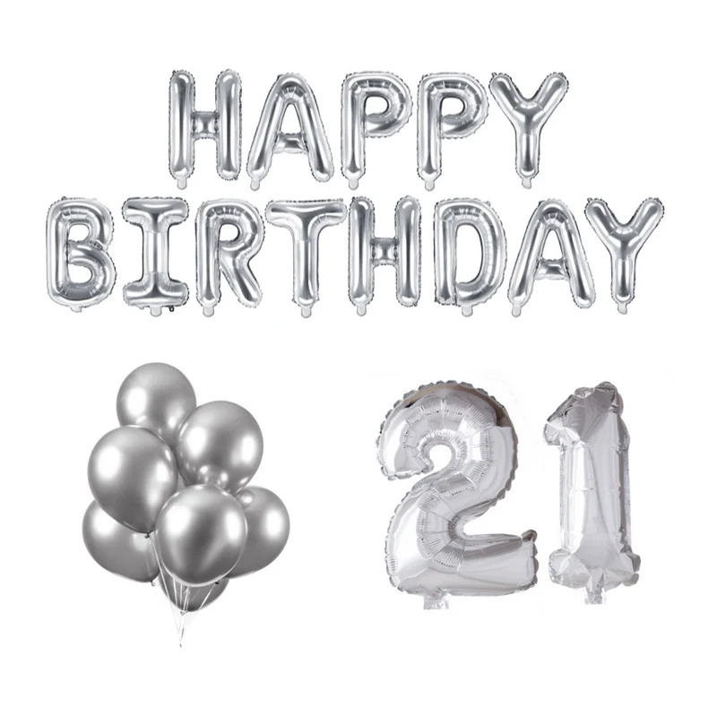 21 jaar Verjaardag Versiering Ballon Pakket zilver