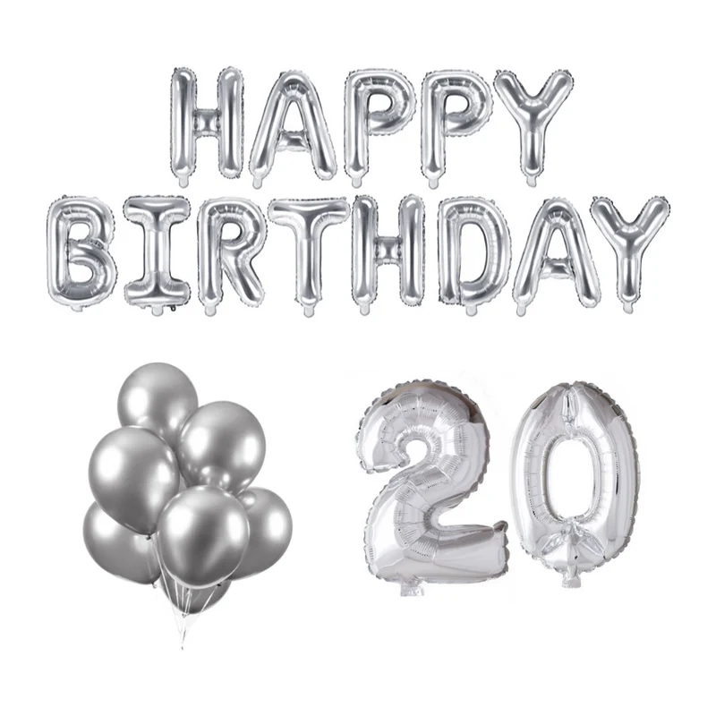20 jaar Verjaardag Versiering Ballon Pakket zilver