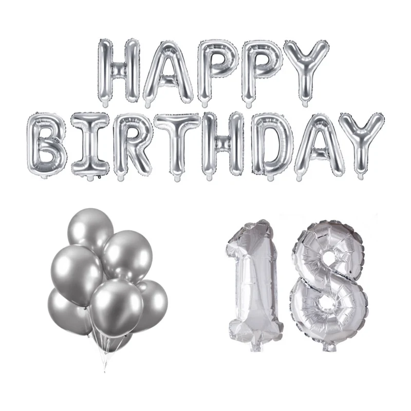 18 jaar Verjaardag Versiering Ballon Pakket zilver