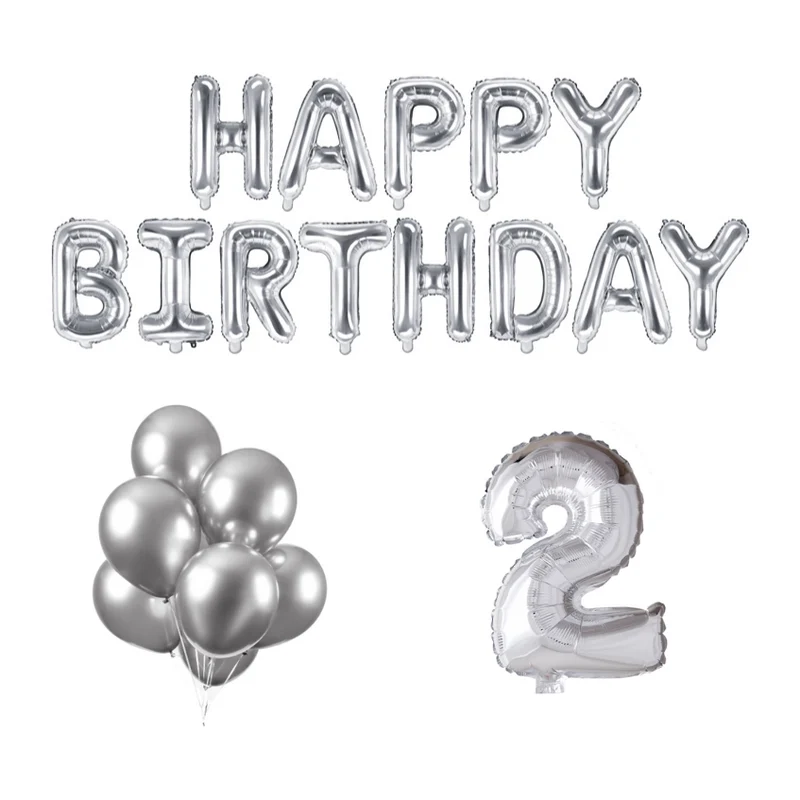 2 jaar Verjaardag Versiering Ballon Pakket zilver