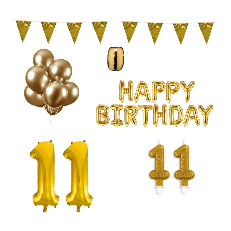 11 jaar Verjaardag Versiering Pakket Goud
