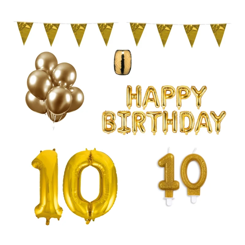 10 jaar Verjaardag Versiering Pakket Goud