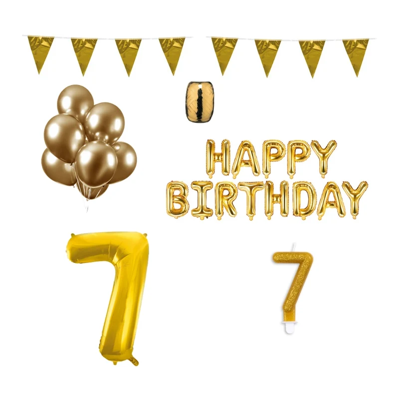 7 jaar Verjaardag Versiering Pakket Goud