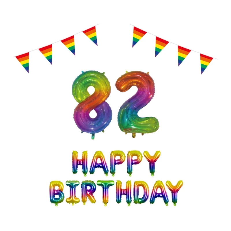 82 jaar Verjaardag Versiering Pakket Regenboog