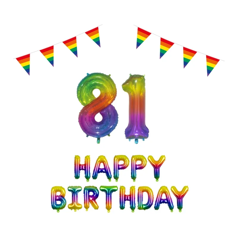 81 jaar Verjaardag Versiering Pakket Regenboog