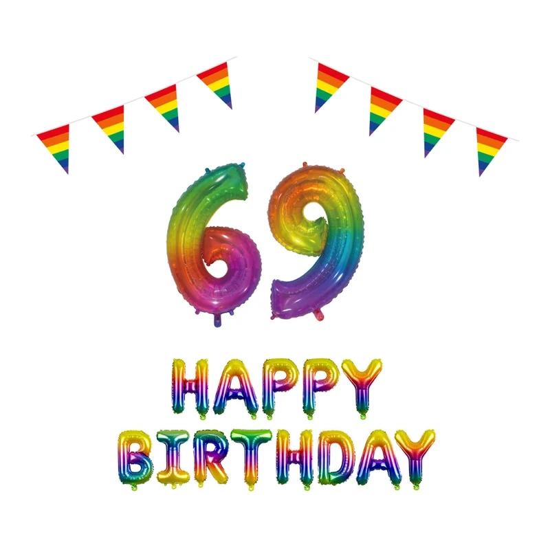 69 jaar Verjaardag Versiering Pakket Regenboog