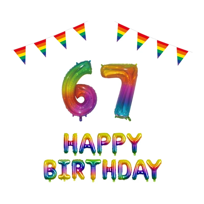 67 jaar Verjaardag Versiering Pakket Regenboog