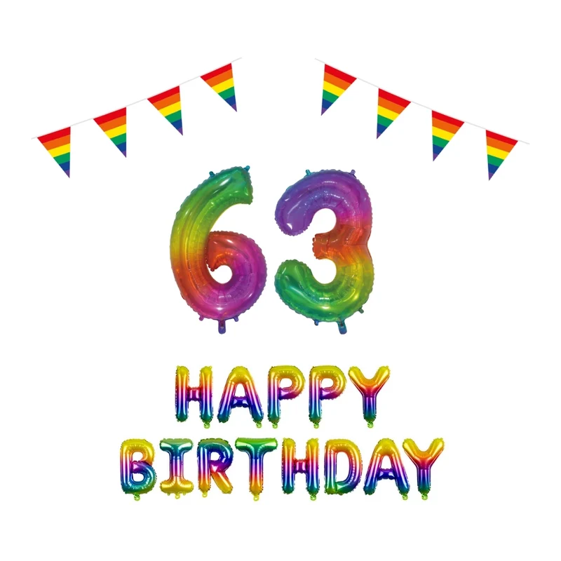 63 jaar Verjaardag Versiering Pakket Regenboog
