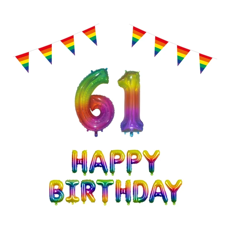 61 jaar Verjaardag Versiering Pakket Regenboog