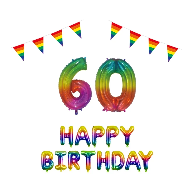 60 jaar Verjaardag Versiering Pakket Regenboog