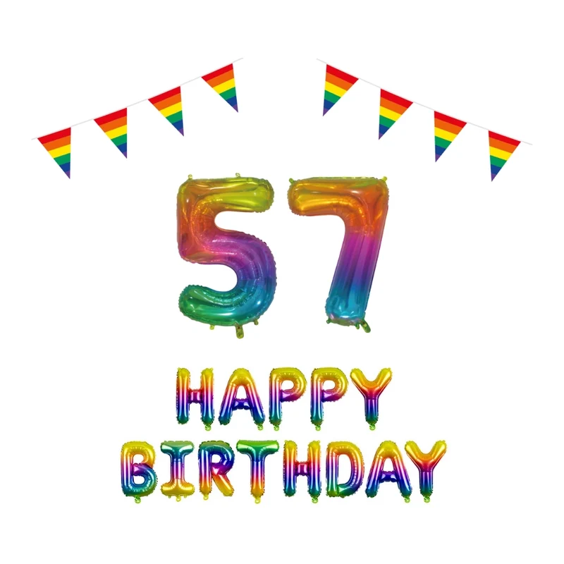 57 jaar Verjaardag Versiering Pakket Regenboog