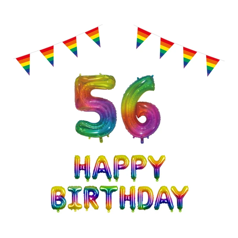 56 jaar Verjaardag Versiering Pakket Regenboog